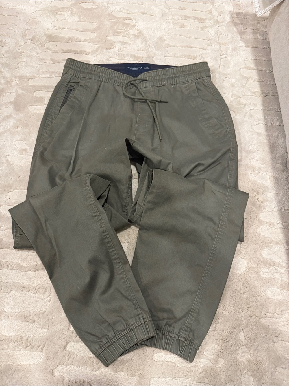 Abercrombie & Fitch - Olive Green Jogger Pants - Casual Drawstring Comfort